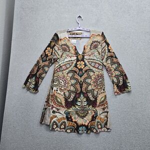 Amma Design Women Dress M Multicolor Paisley Boho Fairy Grunge Mini Tunic